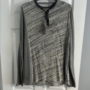 Calvin Klein Jeans Men's Gray Striped Henley Shirt - Size Large - NWT!!